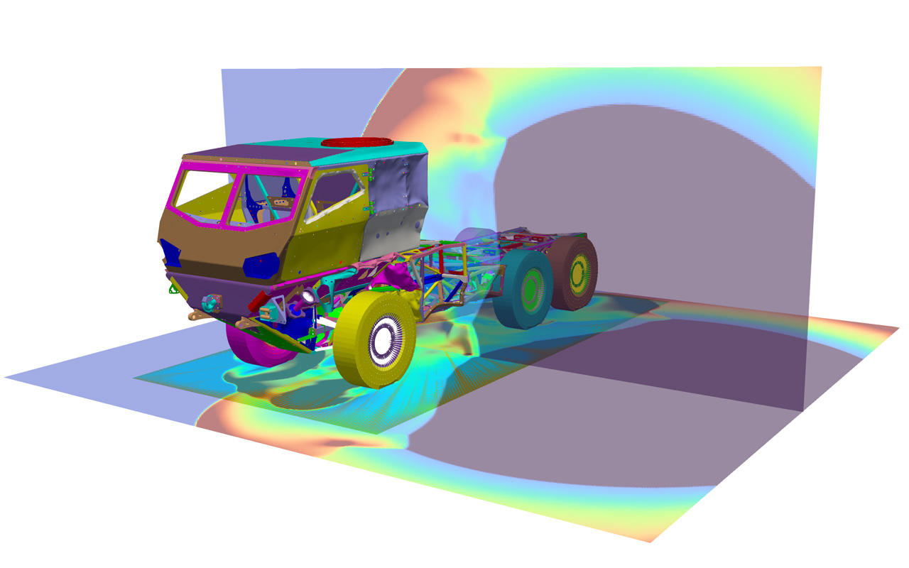 Blast simulation of a vehicle structure