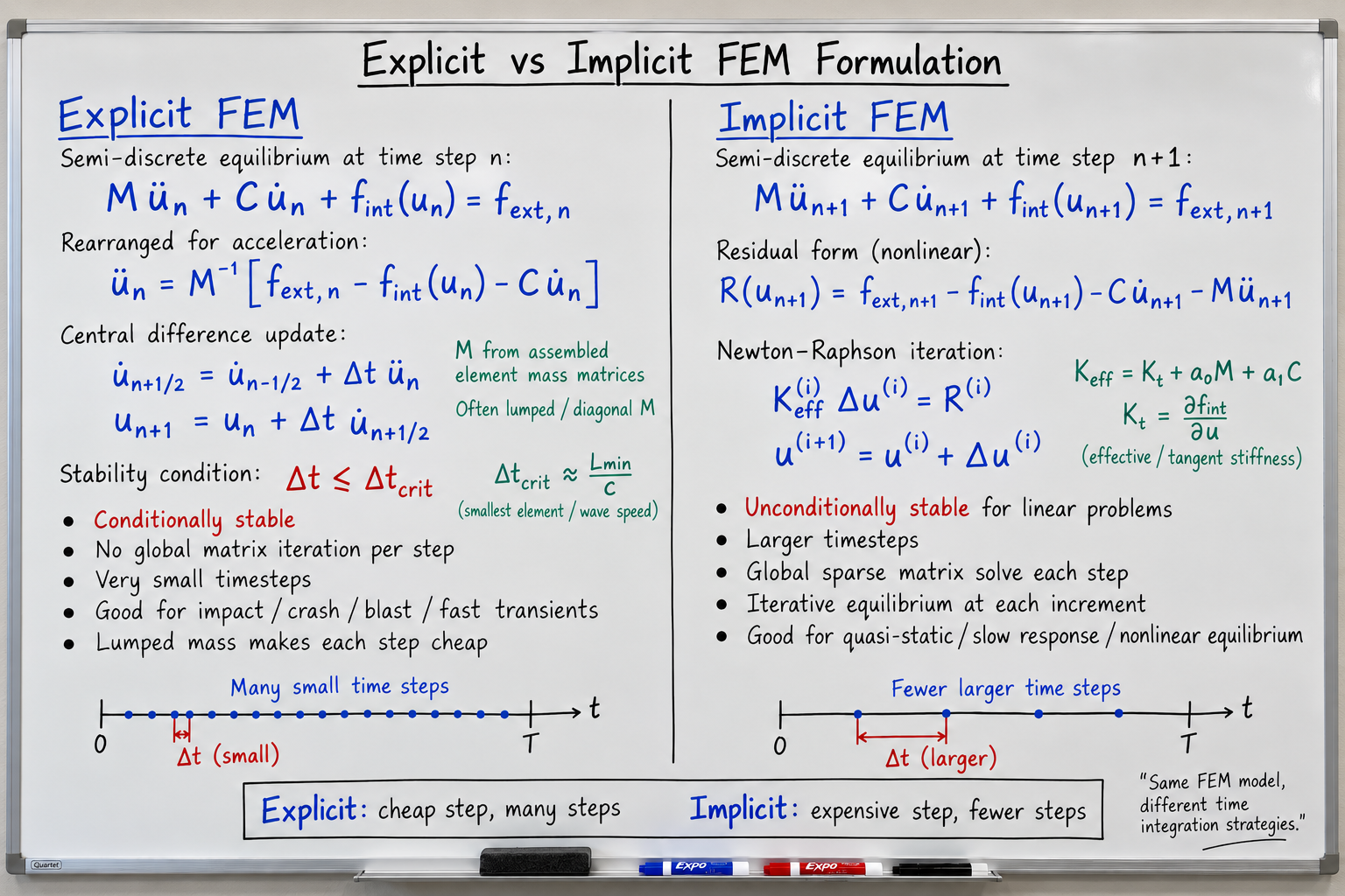 Implicit versus explicit FEA