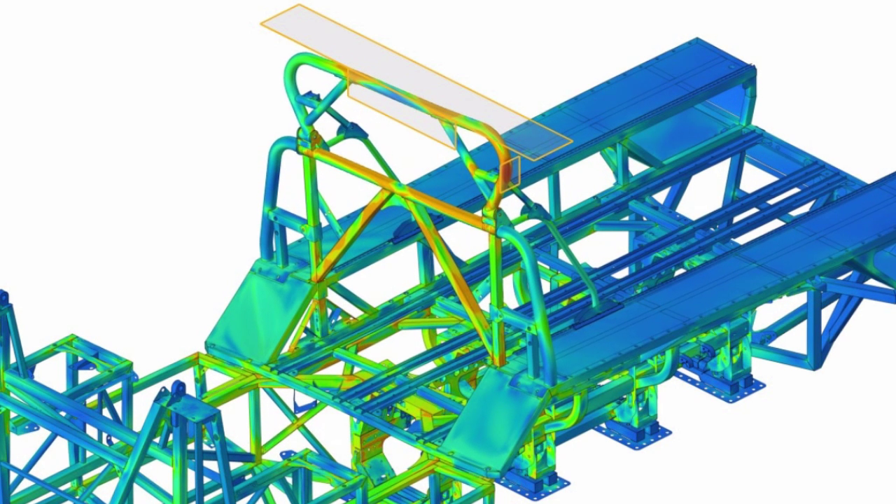 Finite element results for a vehicle rollover protective structure